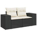 Tuinbank 2-zits met kussens poly rattan zwart