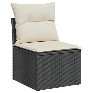 Tuinstoel zonder armleuning met kussens poly rattan zwart