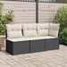 Tuinstoel zonder armleuning met kussens poly rattan zwart