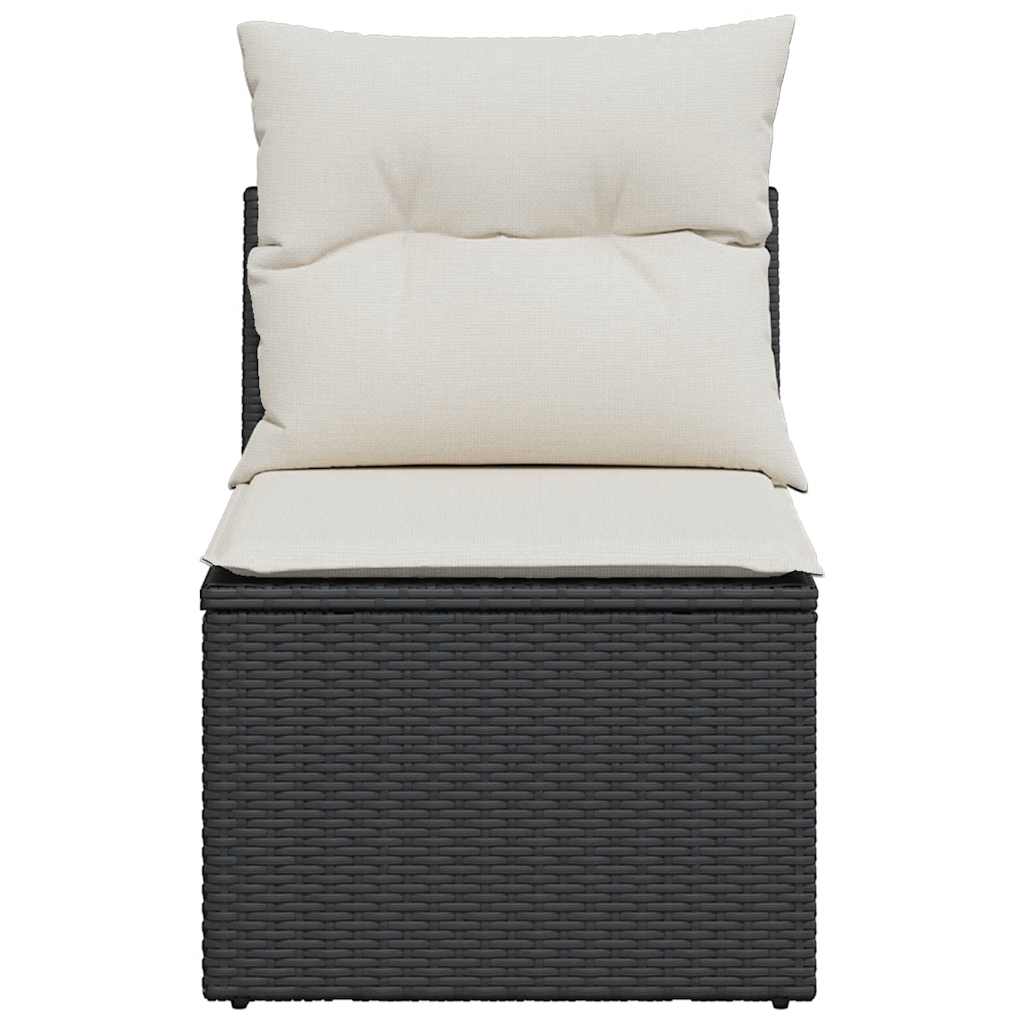 Tuinstoel zonder armleuning met kussens poly rattan zwart