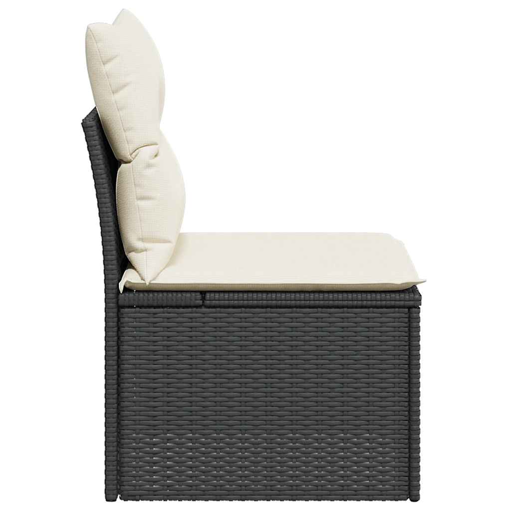 Tuinstoel zonder armleuning met kussens poly rattan zwart