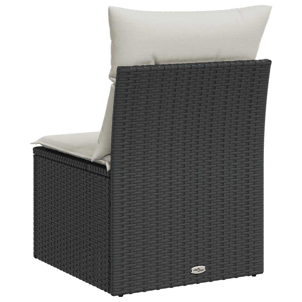 Tuinstoel zonder armleuning met kussens poly rattan zwart