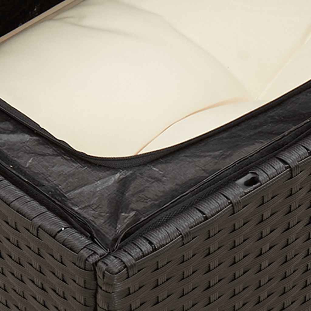 Tuinstoel zonder armleuning met kussens poly rattan zwart