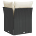 Tuinhoekbank met kussens poly rattan zwart