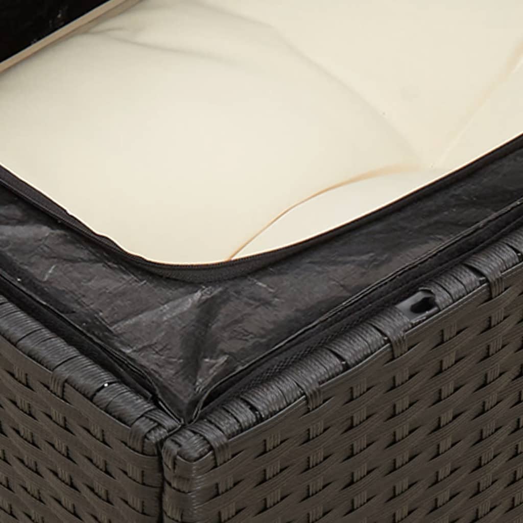 Tuinbank 2-zits met kussens poly rattan zwart