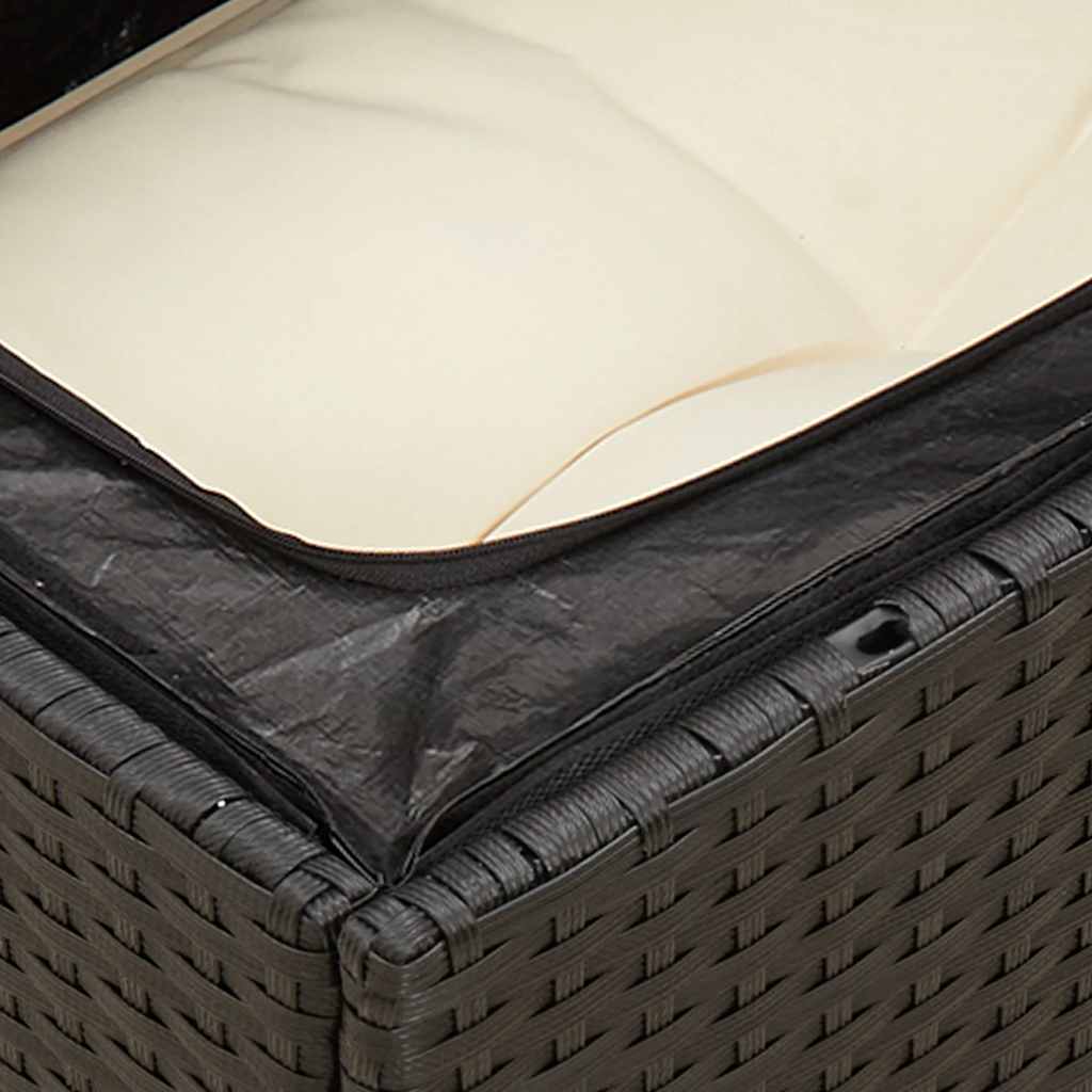 Tuinbank 3-zits met kussens poly rattan zwart