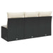 Tuinbank 3-zits met kussens poly rattan zwart