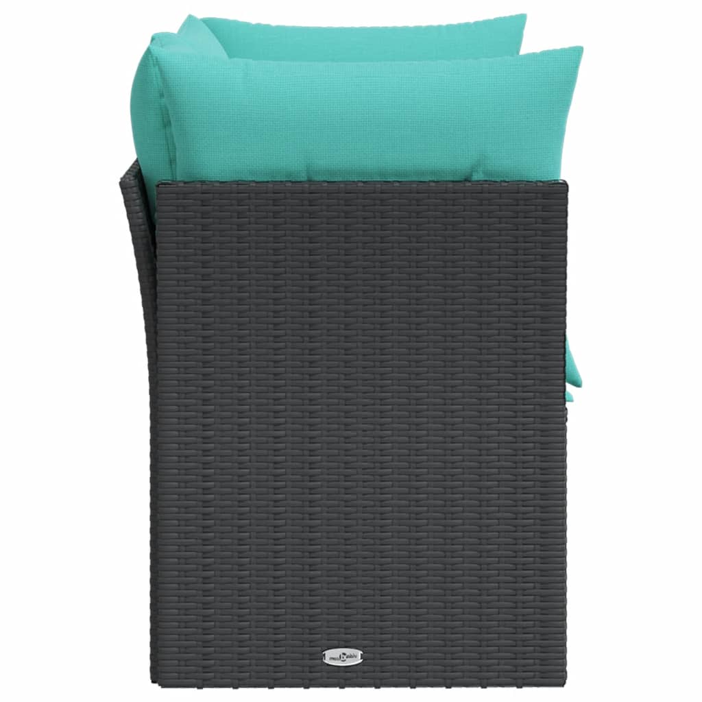 Tuinbank 2-zits met kussens poly rattan zwart
