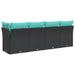 Tuinbank 4-zits met kussens poly rattan zwart