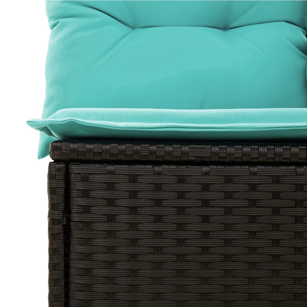 Tuinbank 4-zits met kussens poly rattan zwart