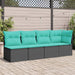 Tuinbank 4-zits met kussens poly rattan zwart