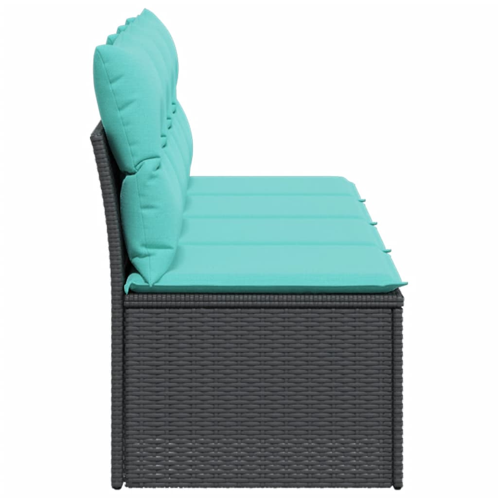 Tuinbank 4-zits met kussens poly rattan zwart