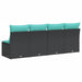 Tuinbank 4-zits met kussens poly rattan zwart