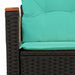 Tuinbank met kussens 2-zits poly rattan zwart