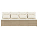 Tuinbank 4-zits met kussens poly rattan beige