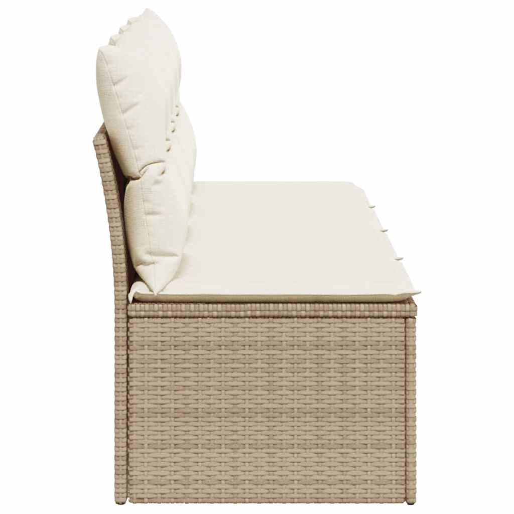 Tuinbank 4-zits met kussens poly rattan beige
