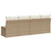 Tuinbank 4-zits met kussens poly rattan beige