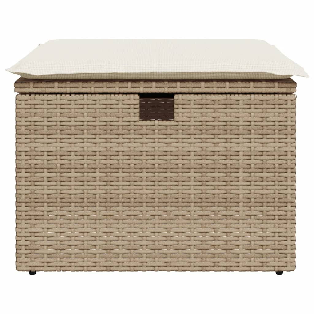 Tuinkruk met kussen 55x55x37 cm poly rattan beige