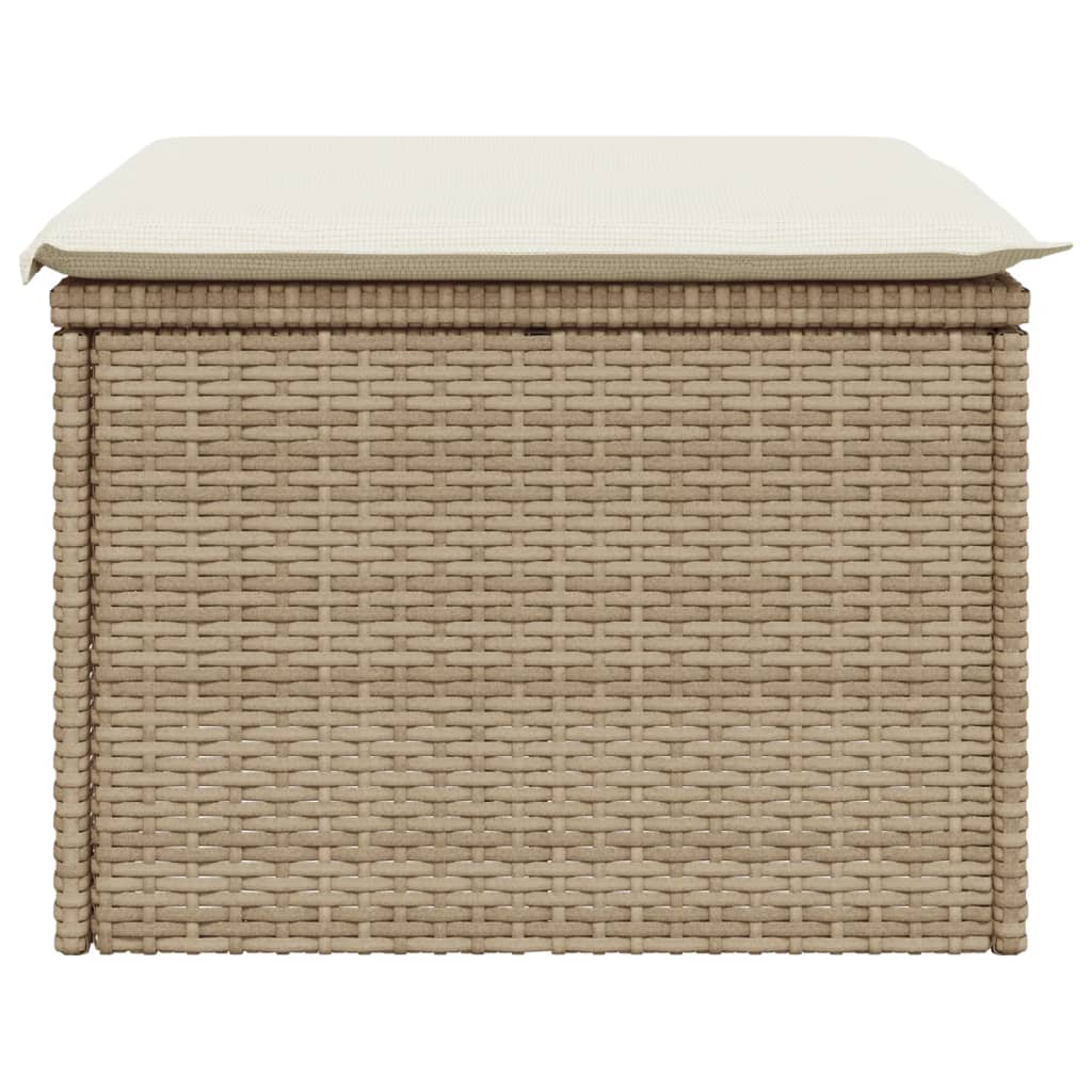 Tuinkruk met kussen 55x55x37 cm poly rattan beige