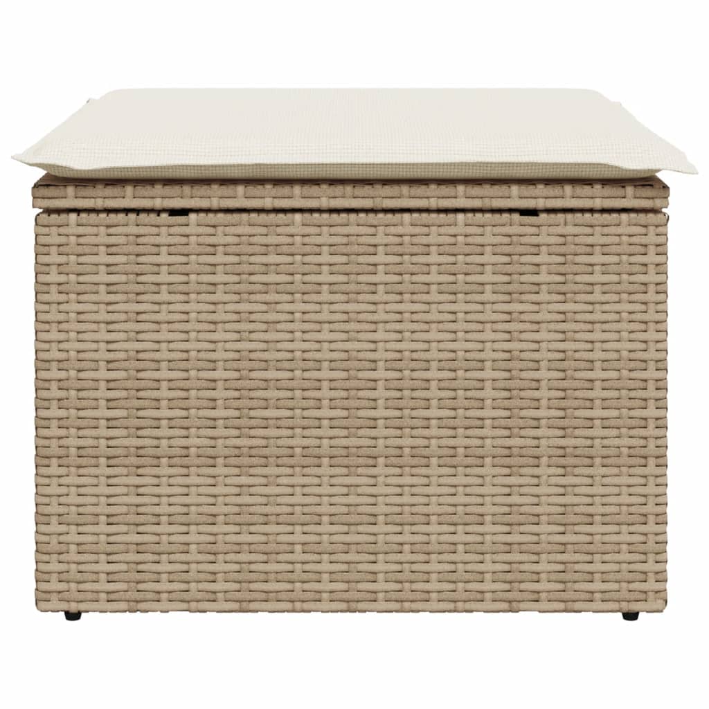 Tuinkruk met kussen 55x55x37 cm poly rattan beige