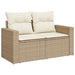 Tuinbank 2-zits met kussens poly rattan beige