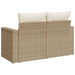 Tuinbank 2-zits met kussens poly rattan beige
