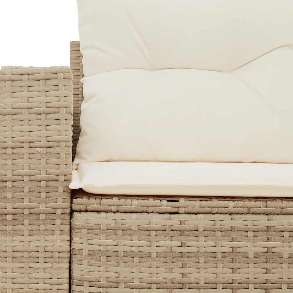 Tuinbank 2-zits met kussens poly rattan beige