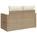 Tuinbank 2-zits met kussens poly rattan beige