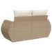 Tuinbank 2-zits met kussens poly rattan beige