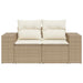 Tuinbank 2-zits met kussens poly rattan beige