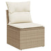 Tuinstoel zonder armleuning met kussens poly rattan beige