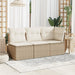 Tuinstoel zonder armleuning met kussens poly rattan beige