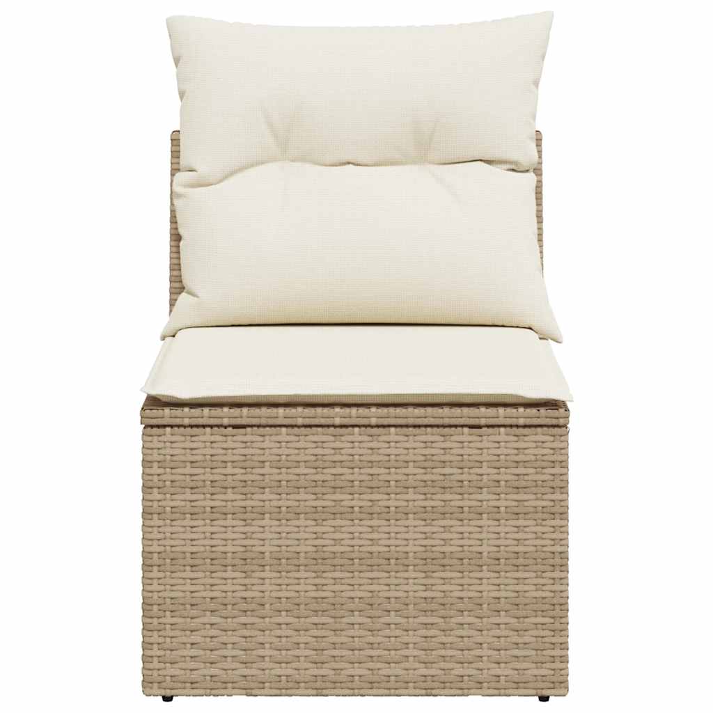 Tuinstoel zonder armleuning met kussens poly rattan beige