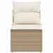 Tuinstoel zonder armleuning met kussens poly rattan beige