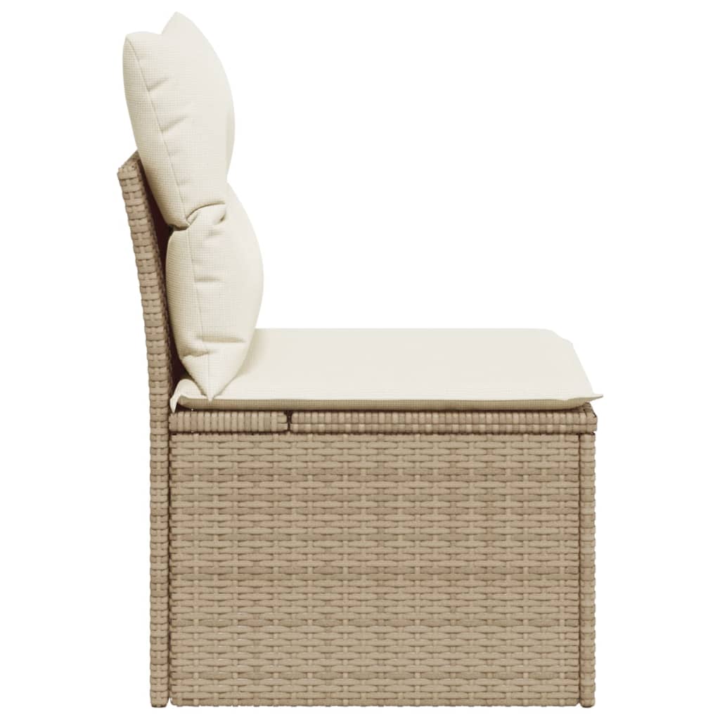 Tuinstoel zonder armleuning met kussens poly rattan beige