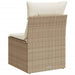 Tuinstoel zonder armleuning met kussens poly rattan beige