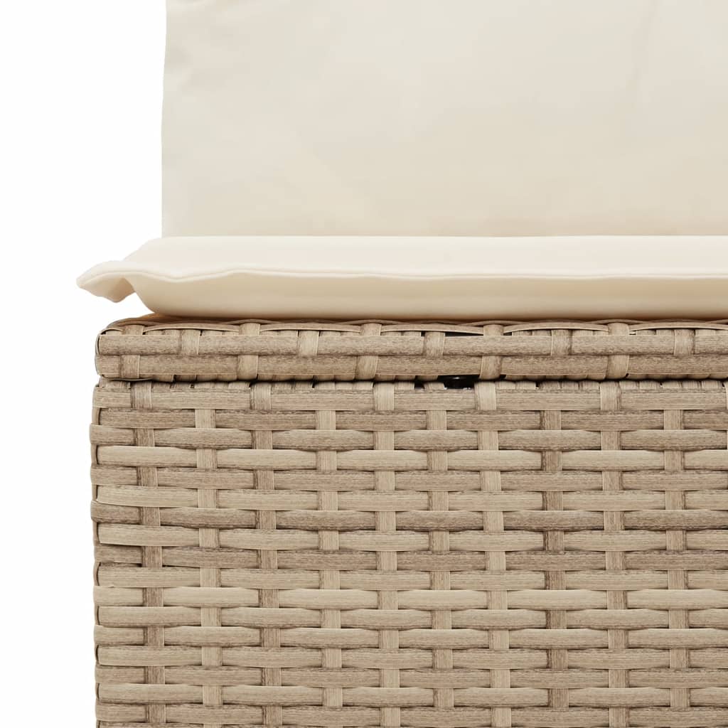 Tuinstoel zonder armleuning met kussens poly rattan beige