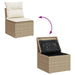 Tuinstoel zonder armleuning met kussens poly rattan beige