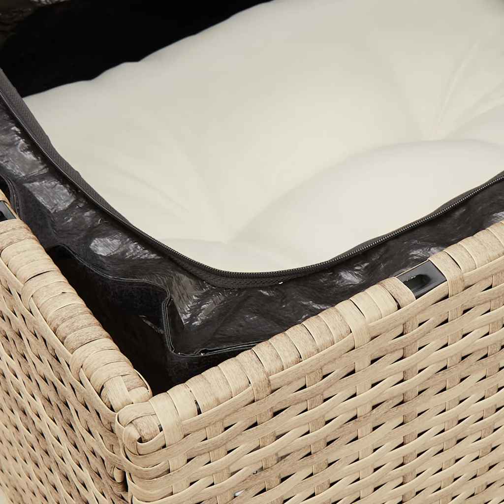 Tuinbank 2-zits met kussens poly rattan beige