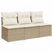 Tuinbank 3-zits met kussens poly rattan beige