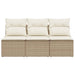 Tuinbank 3-zits met kussens poly rattan beige