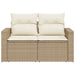 Tuinbank 2-zits met kussens poly rattan beige