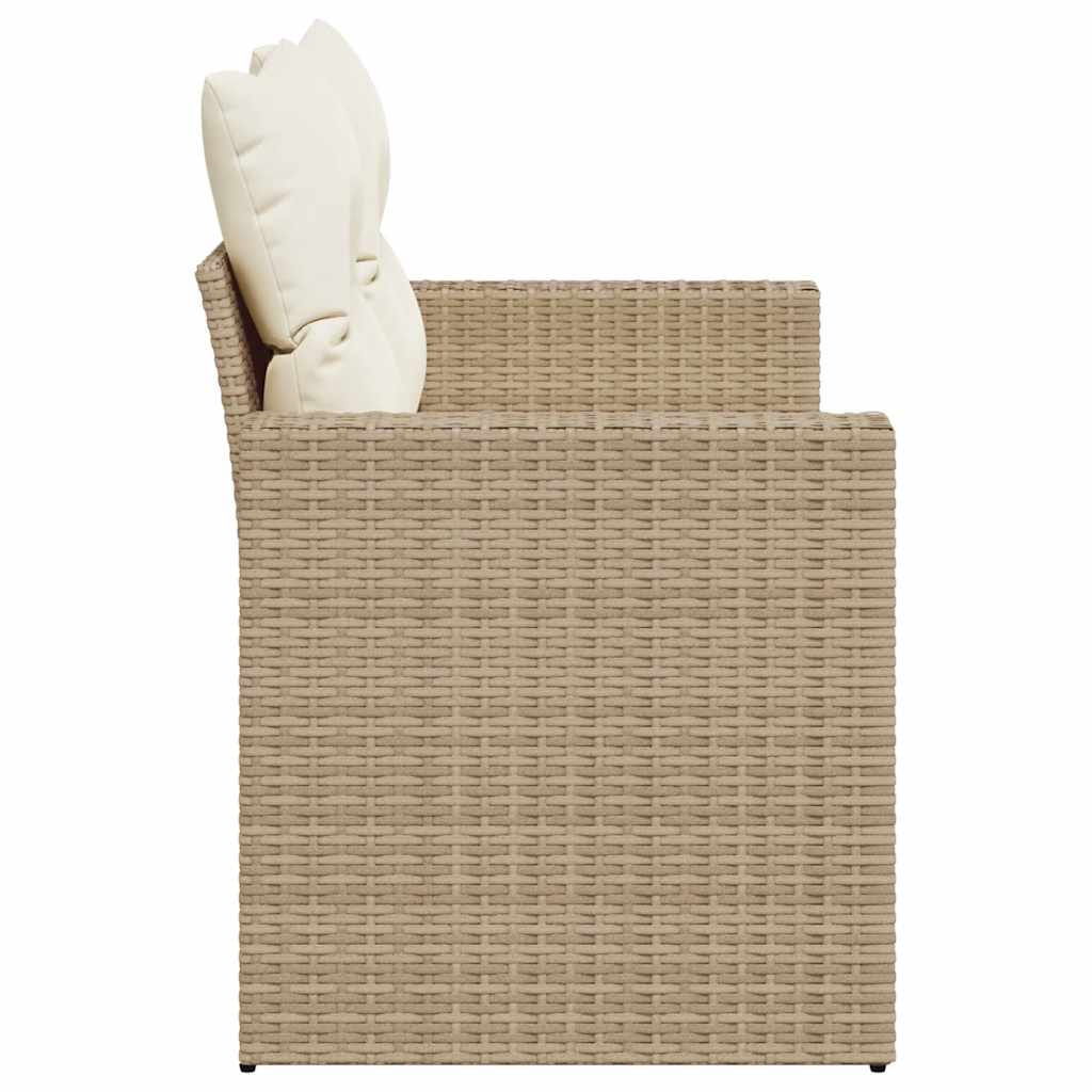 Tuinbank 2-zits met kussens poly rattan beige
