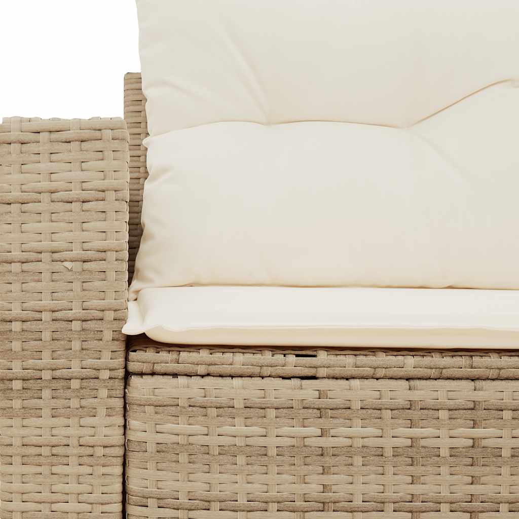 Tuinbank 2-zits met kussens poly rattan beige