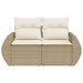 Tuinbank 2-zits met kussens poly rattan beige