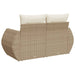 Tuinbank 2-zits met kussens poly rattan beige