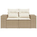 Tuinbank 2-zits met kussens poly rattan beige