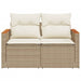 Tuinbank 2-zits met kussens poly rattan beige