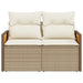 Tuinbank 2-zits met kussens poly rattan beige