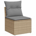 Tuinbank zonder armleuning met kussens poly rattan beige